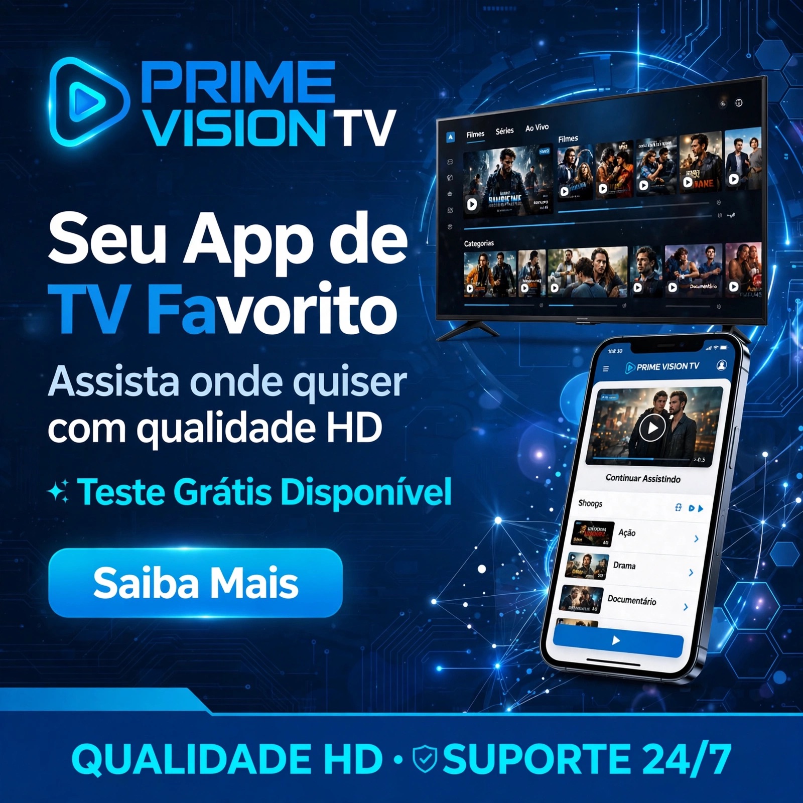 Prime Vision TV na TV e no celular